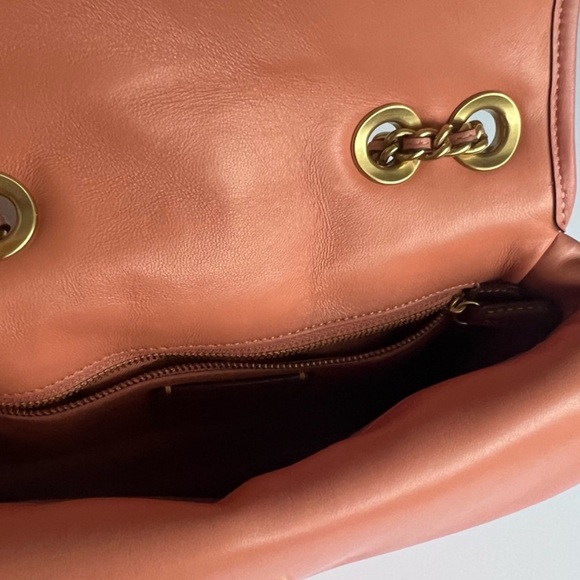 Coach Madison Quilted Leather Pillow Bag Chain Pink Coral - Picture 8 of 15